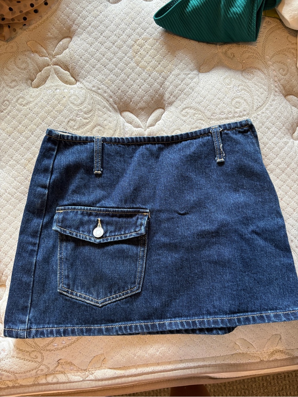 Glassons Dark Blue Denim Mini Skirt with Front Flap Pocket